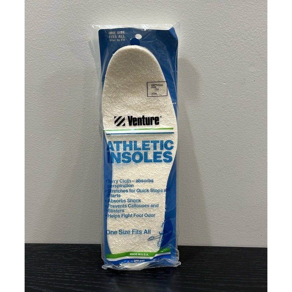 Vintage NOS Venture Athletic Insoles Terry Cloth Stretch Trim To Fit Washable